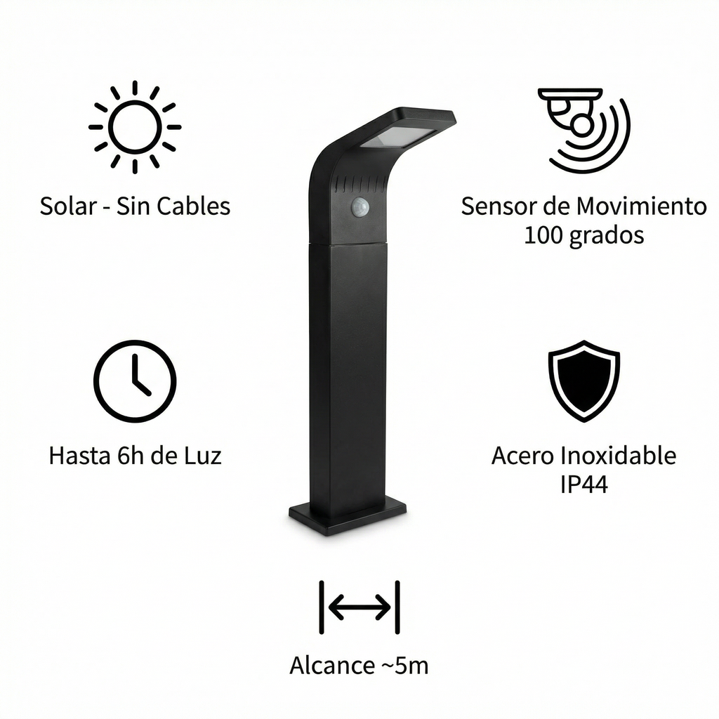 Baliza Solar de Jardín con Sensor de Movimiento Acero Inoxidable IP44 | Casalux