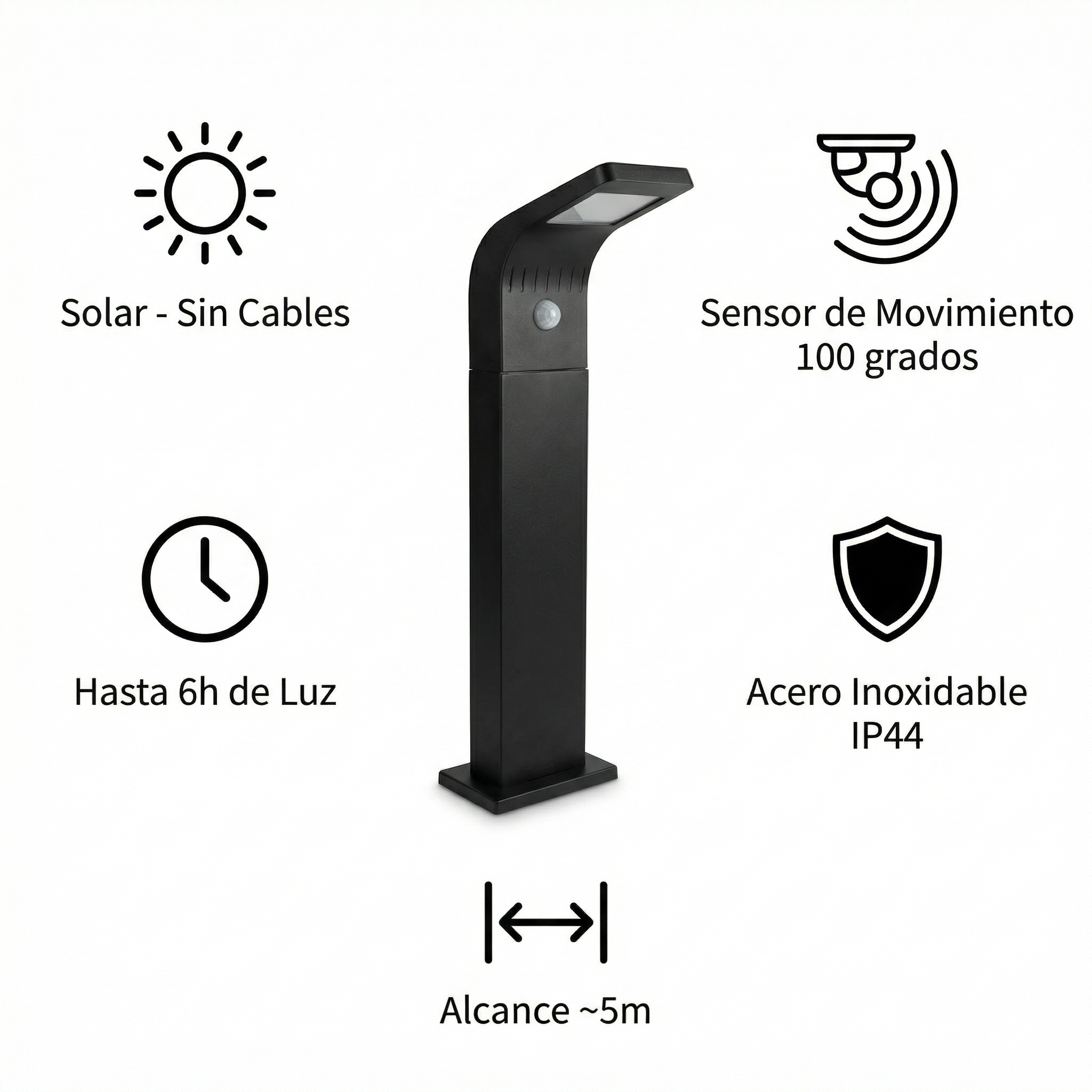 Baliza Solar de Jardín con Sensor de Movimiento Acero Inoxidable IP44 | Casalux