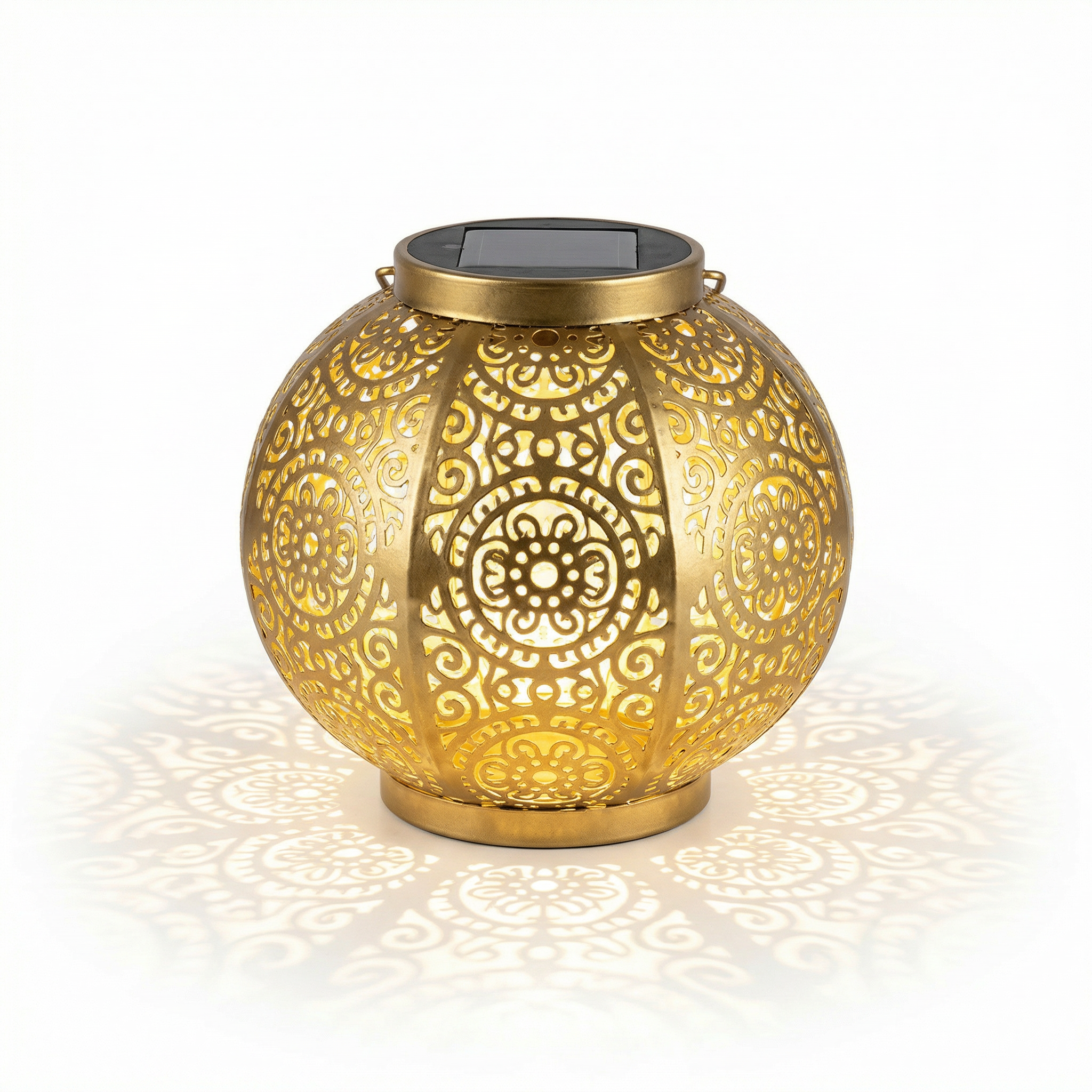 Lámpara Solar Oriental Decorativa Esfera Dorada Luz Cálida Exterior | Belavi