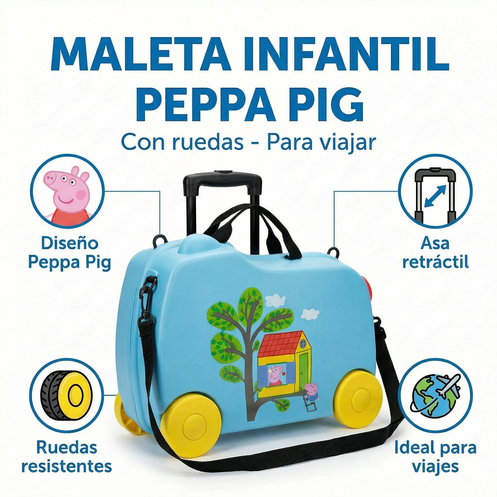 Maleta Infantil Rígida con Ruedas Peppa Pig