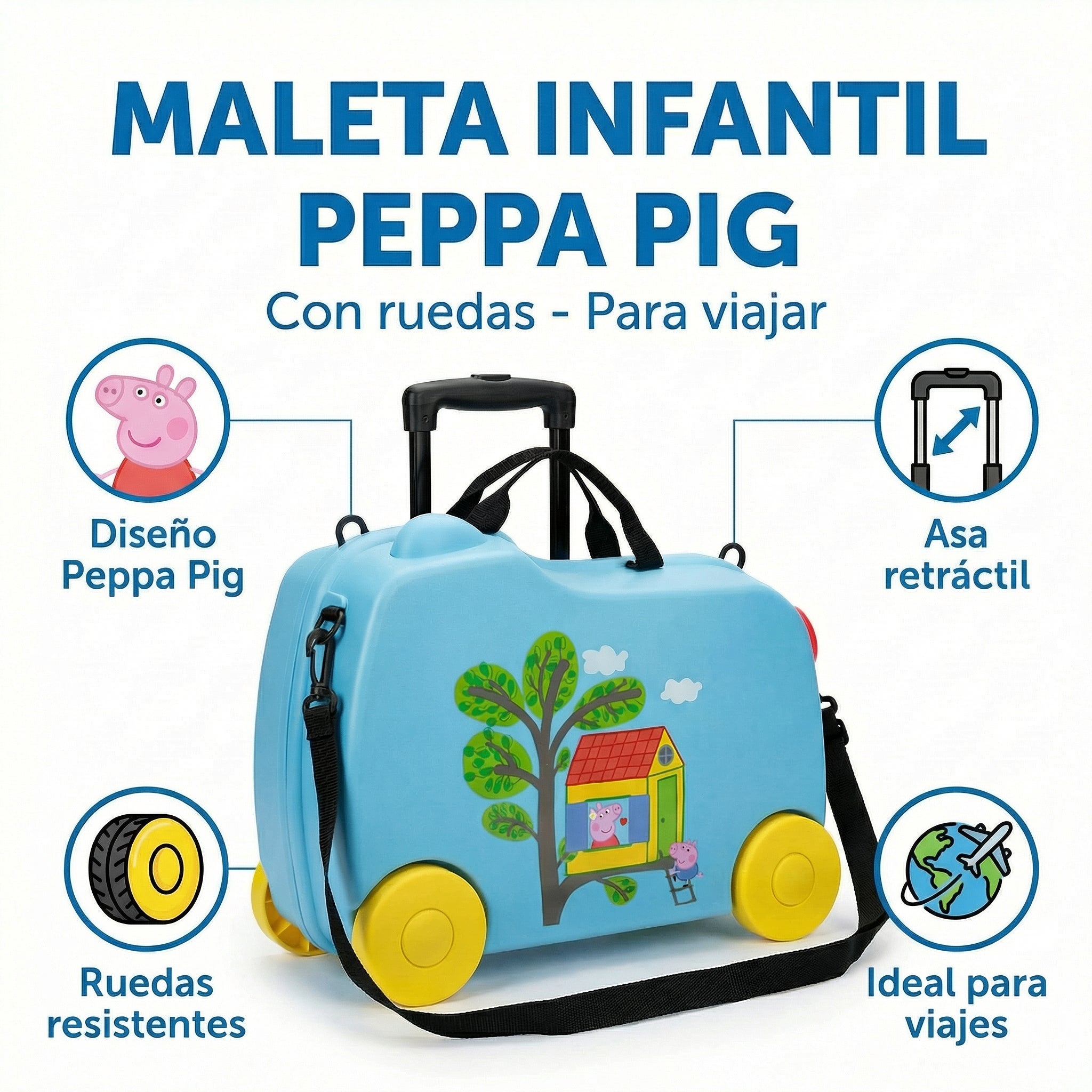 Maleta Infantil Rígida con Ruedas Peppa Pig
