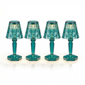 Set 4 Mini Lámparas LED de Mesa Cristal Facetado Turquesa a Pilas | Casalux