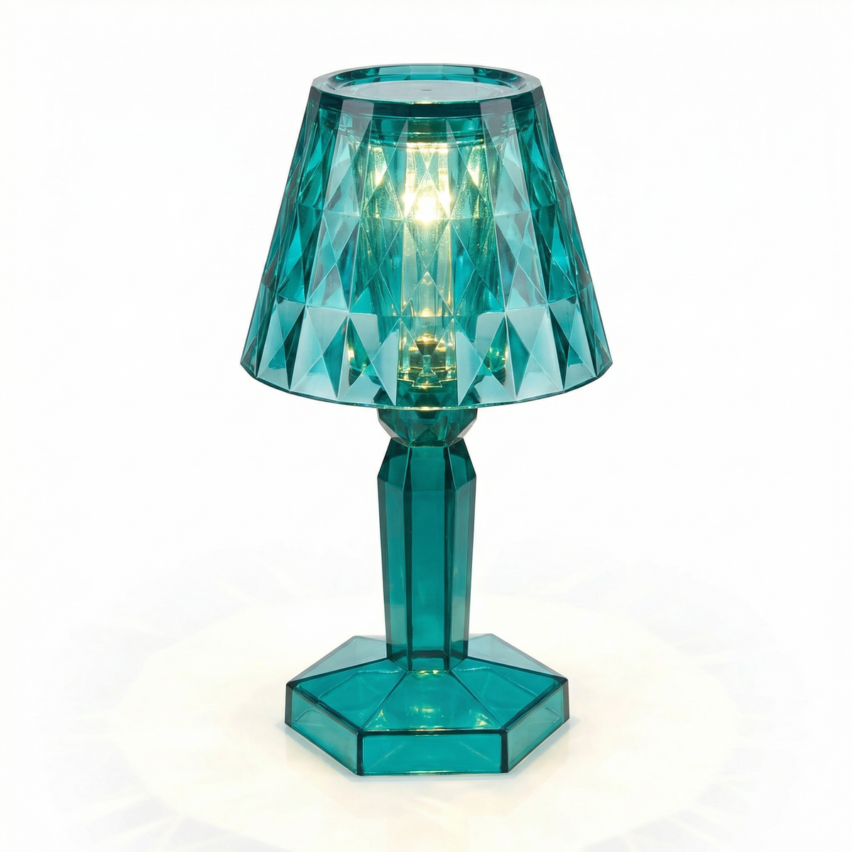 Set 4 Mini Lámparas LED de Mesa Cristal Facetado Turquesa a Pilas | Casalux