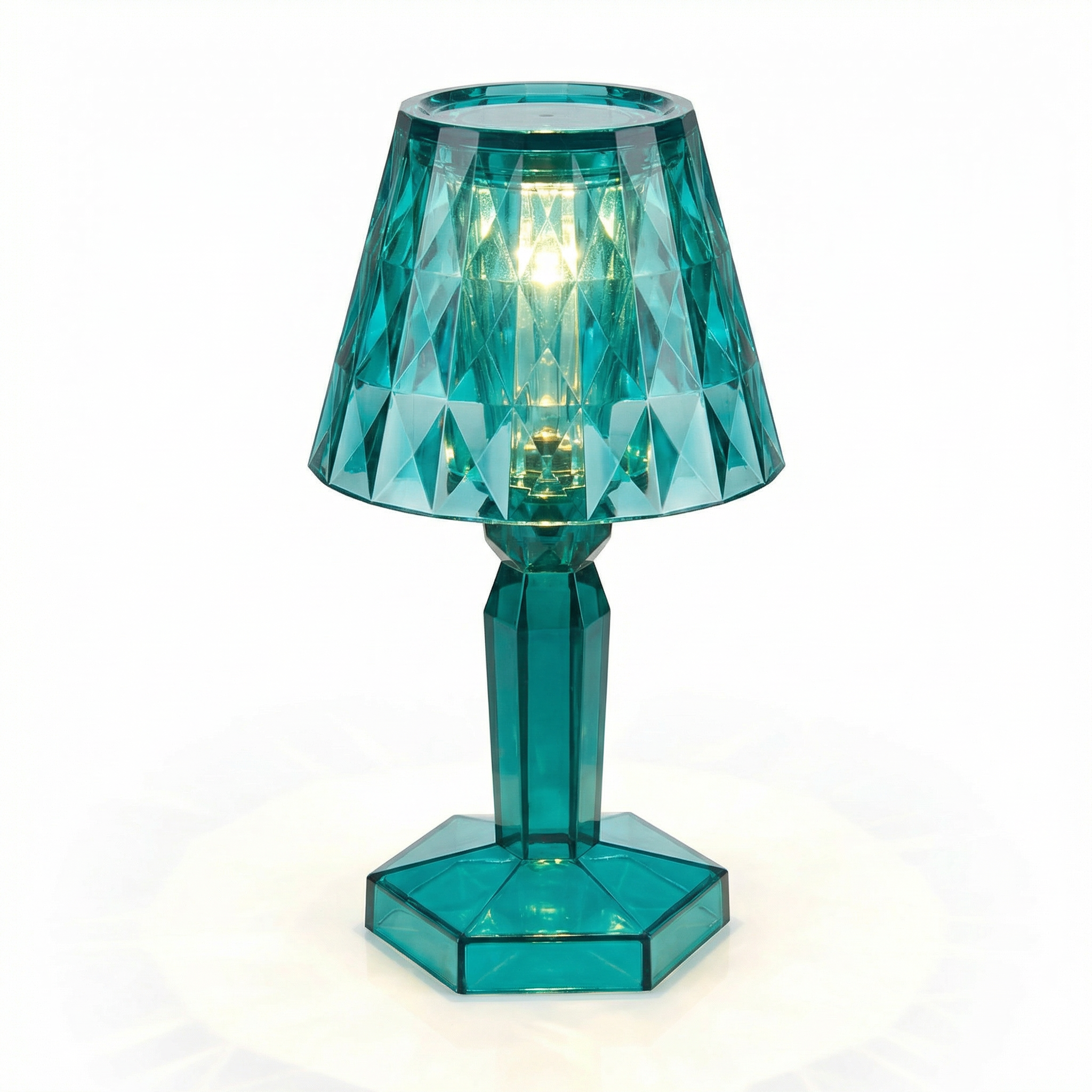 Set 4 Mini Lámparas LED de Mesa Cristal Facetado Turquesa a Pilas | Casalux