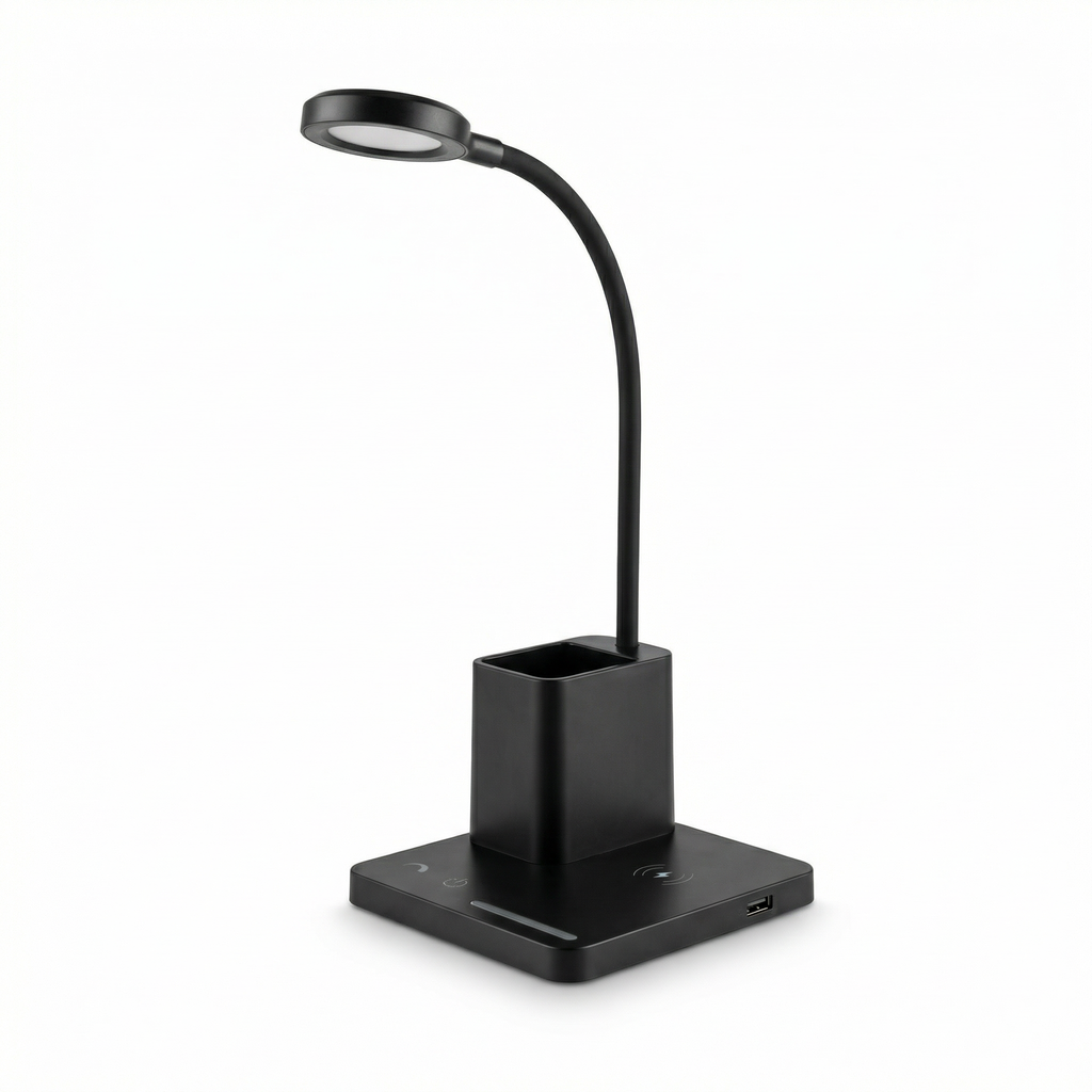 Flexo LED USB Escritorio con Carga Inalámbrica y Organizador Dimmer Táctil | Casalux