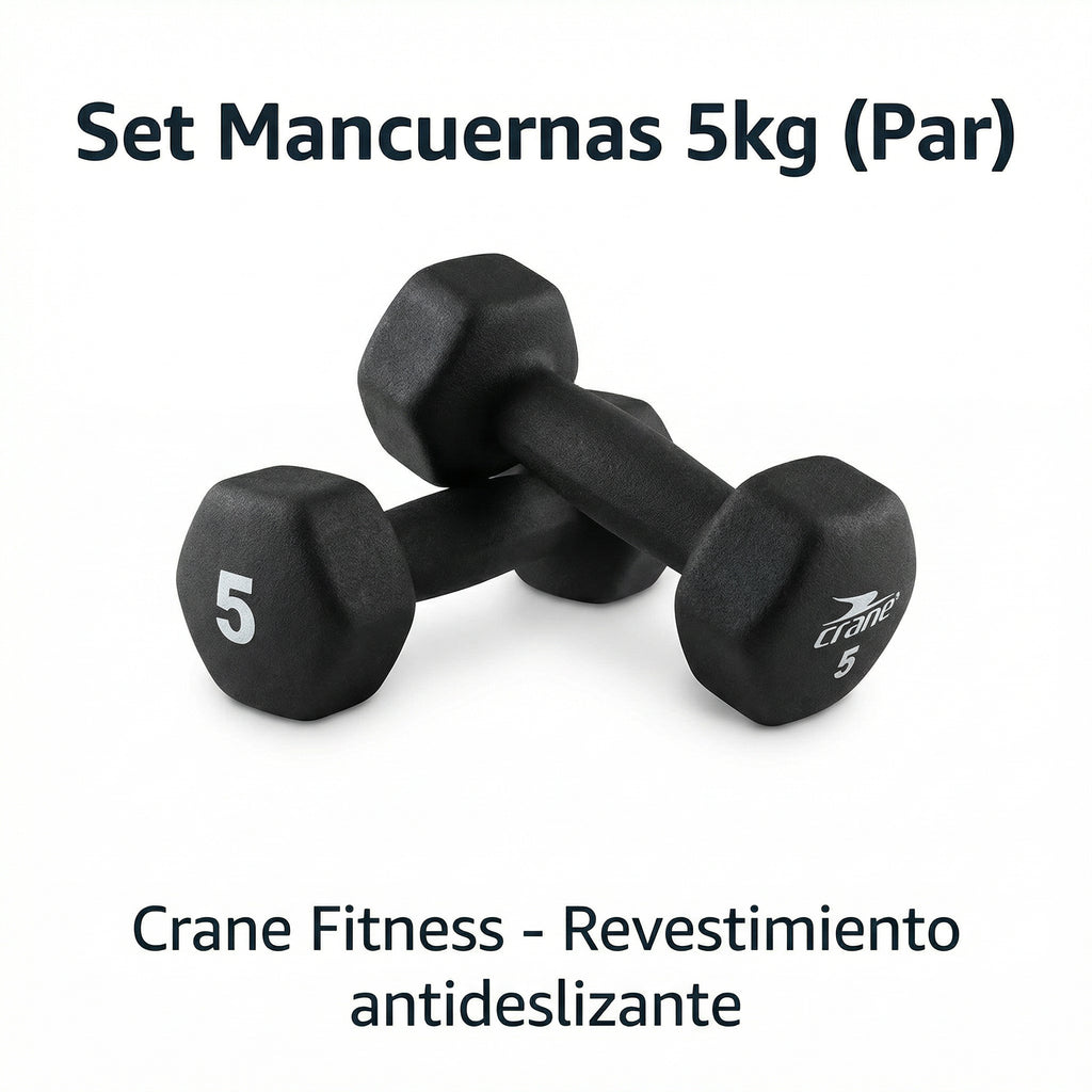 Set de 2 Mancuernas Hexagonales Fitness 5kg - Crane