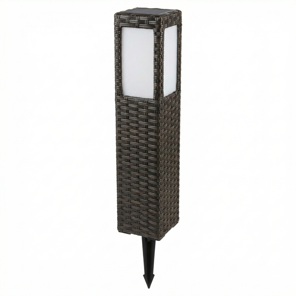 Baliza Solar LED Jardín Efecto Ratán Marrón 50cm Sin Cables | Livarno Home