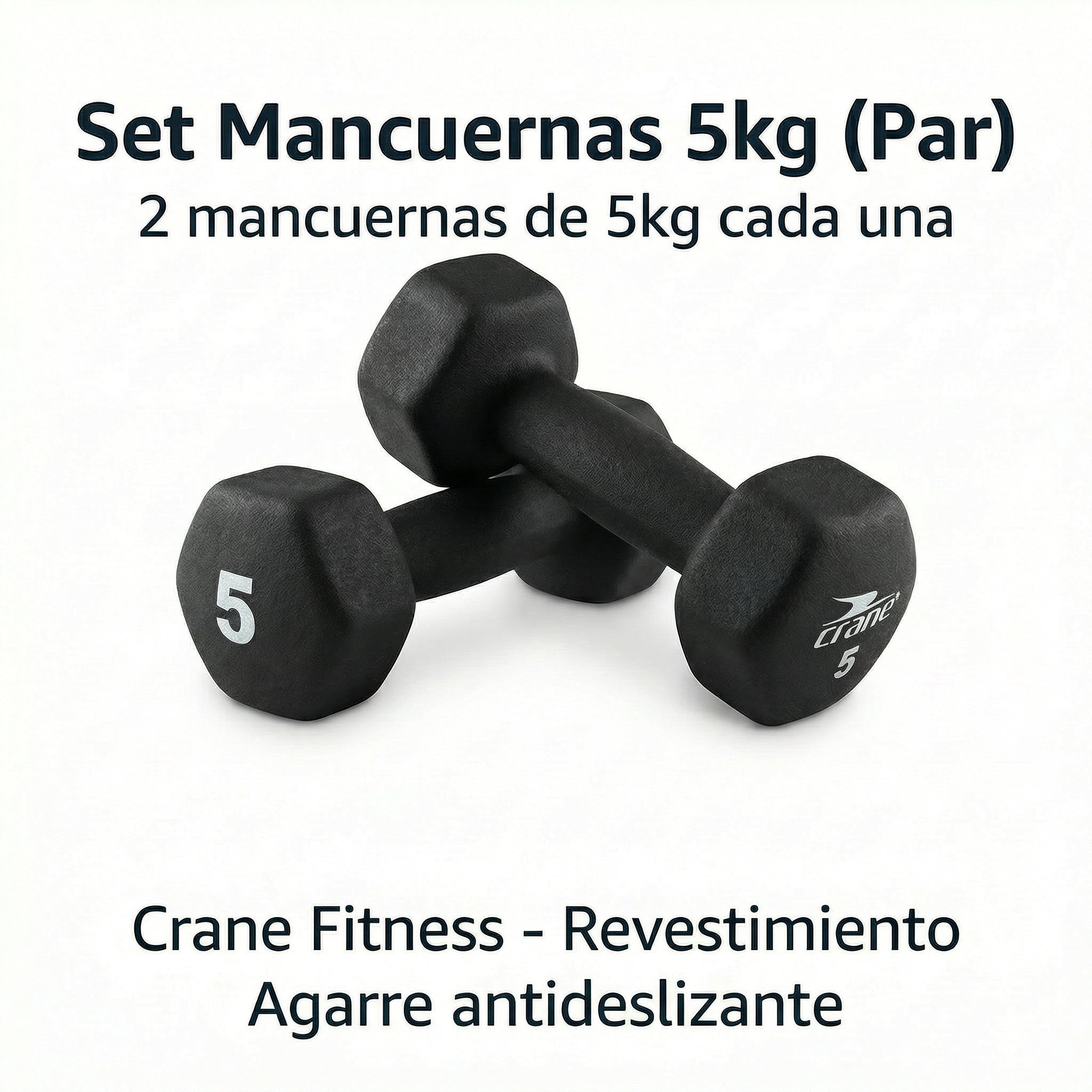 Set de 2 Mancuernas Hexagonales Fitness 5kg - Crane