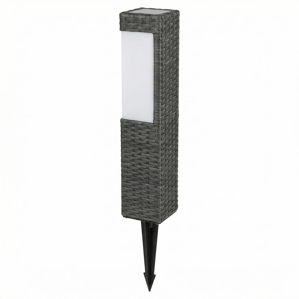 Baliza Solar LED Jardín Efecto Ratán Gris Carbón 50cm Sin Cables | Livarno Home