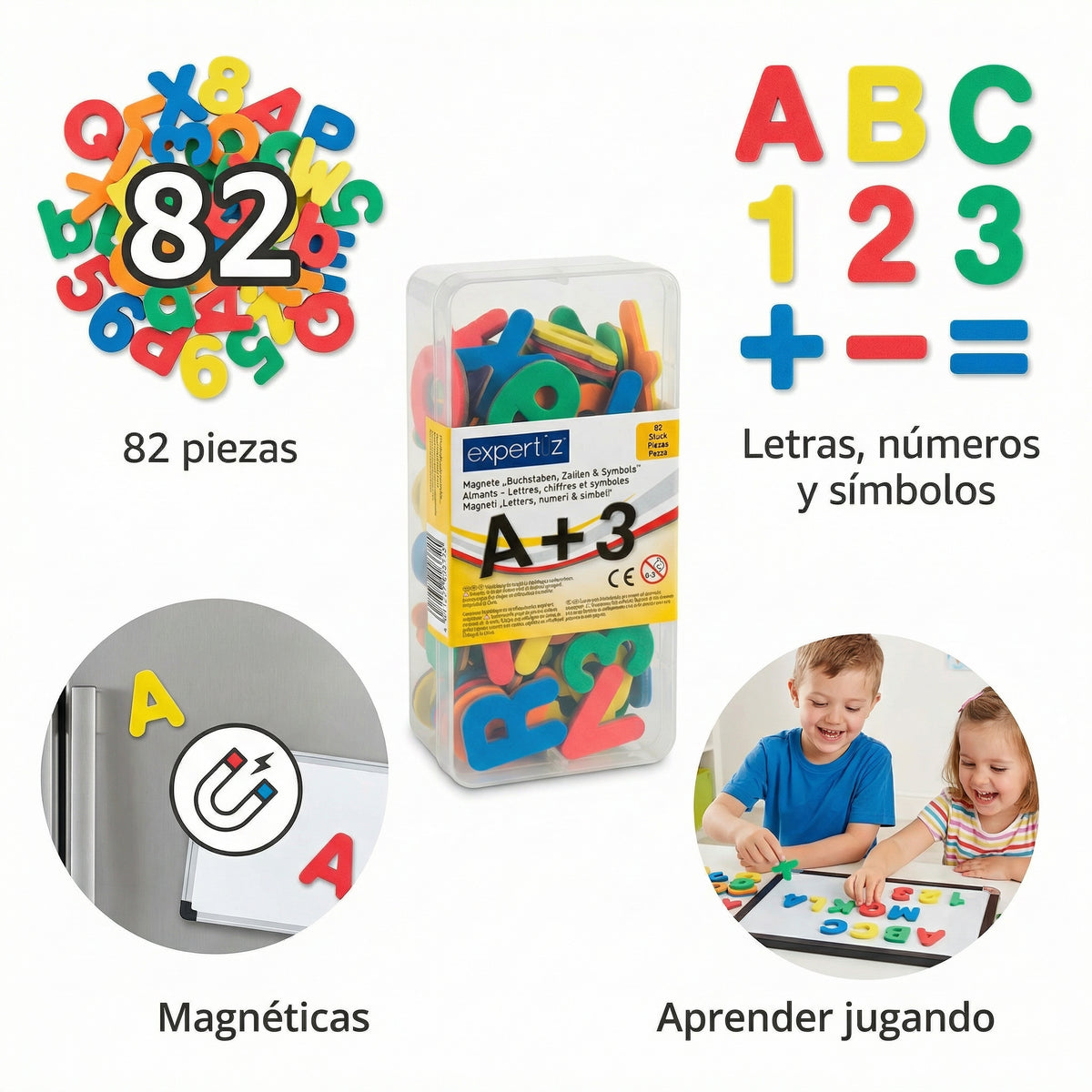 Set de 82 Imanes Letras y Números Educativos - Expertiz