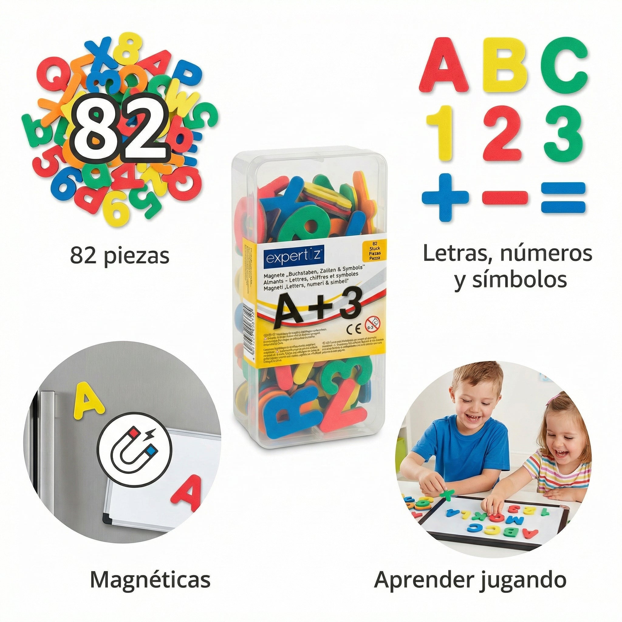 Set de 82 Imanes Letras y Números Educativos - Expertiz