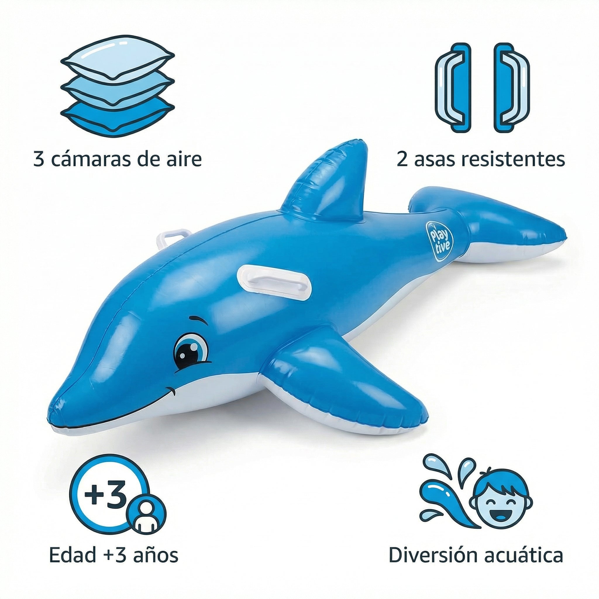 Delfín Hinchable para Piscina con Asas - Playtive