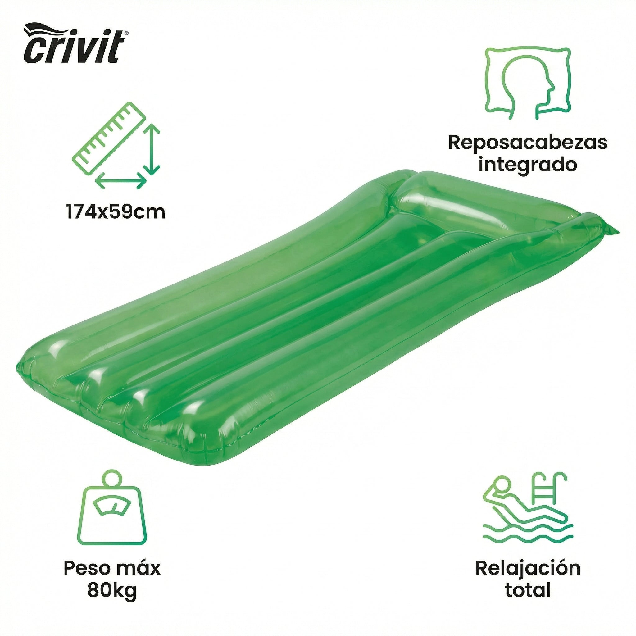 Colchoneta Hinchable de Piscina 174x59cm - Crivit