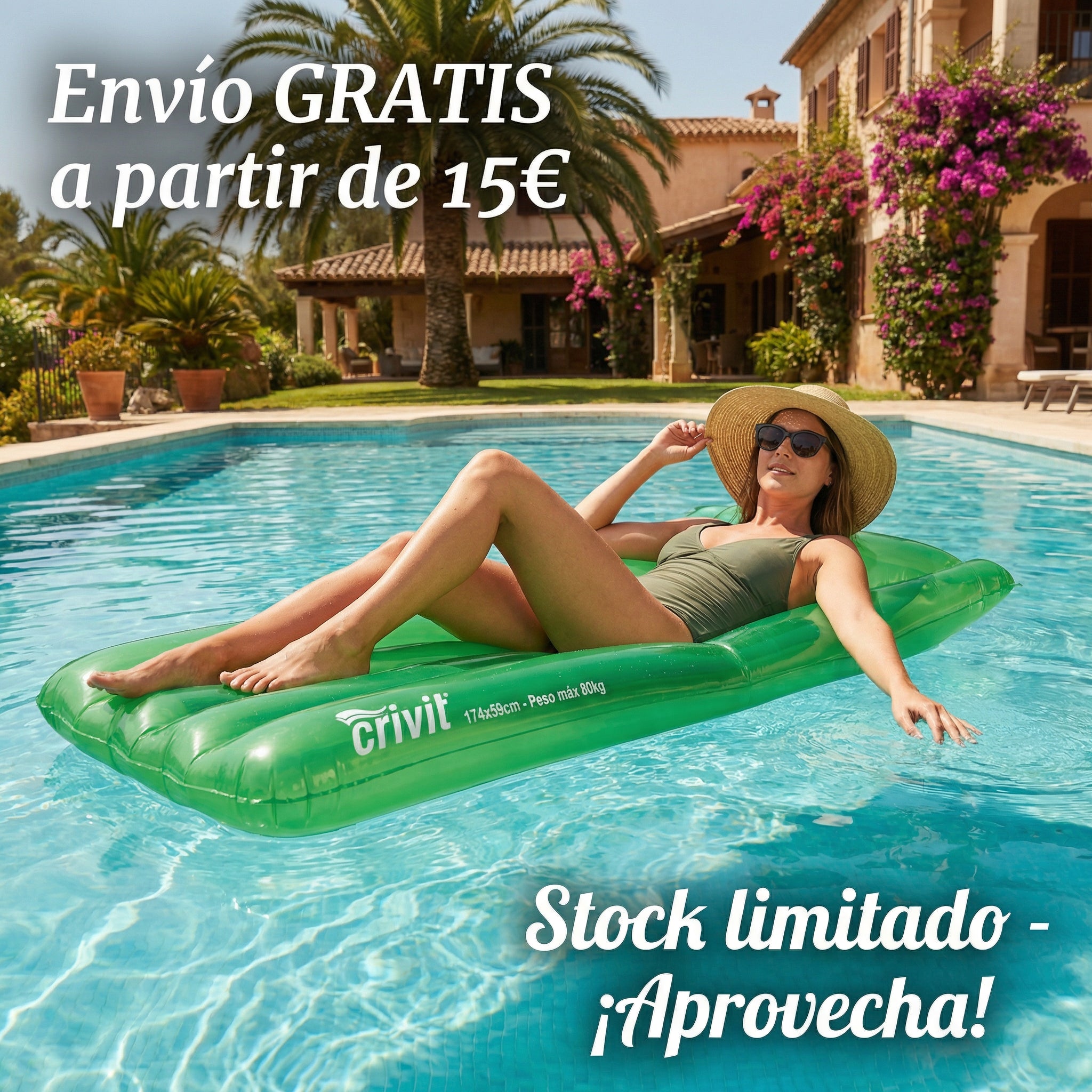 Colchoneta Hinchable de Piscina 174x59cm - Crivit