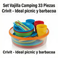 Set de Vajilla de Camping 33 Piezas para 4 Personas - Crivit