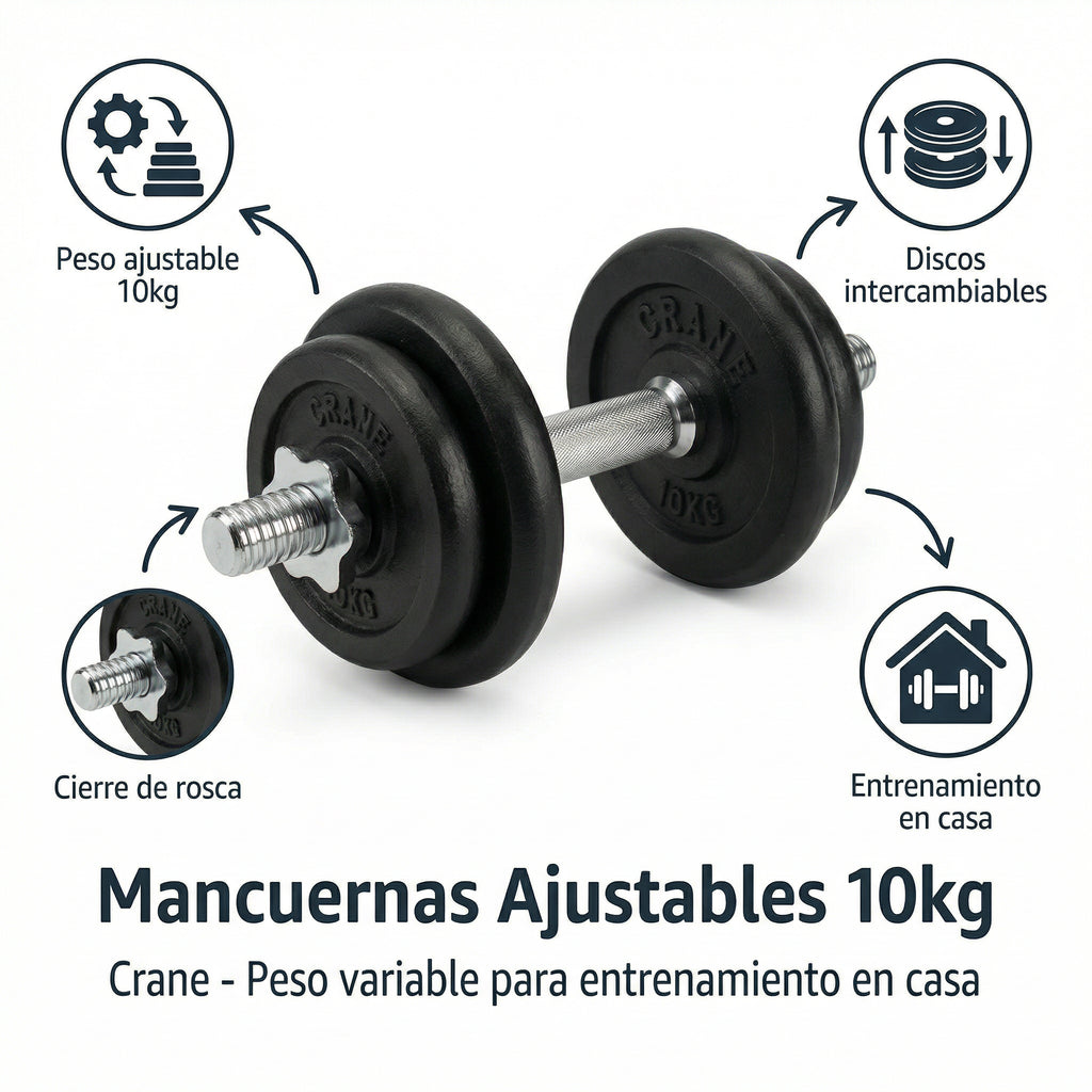 Mancuerna Ajustable de 10kg con Discos Intercambiables - Crane