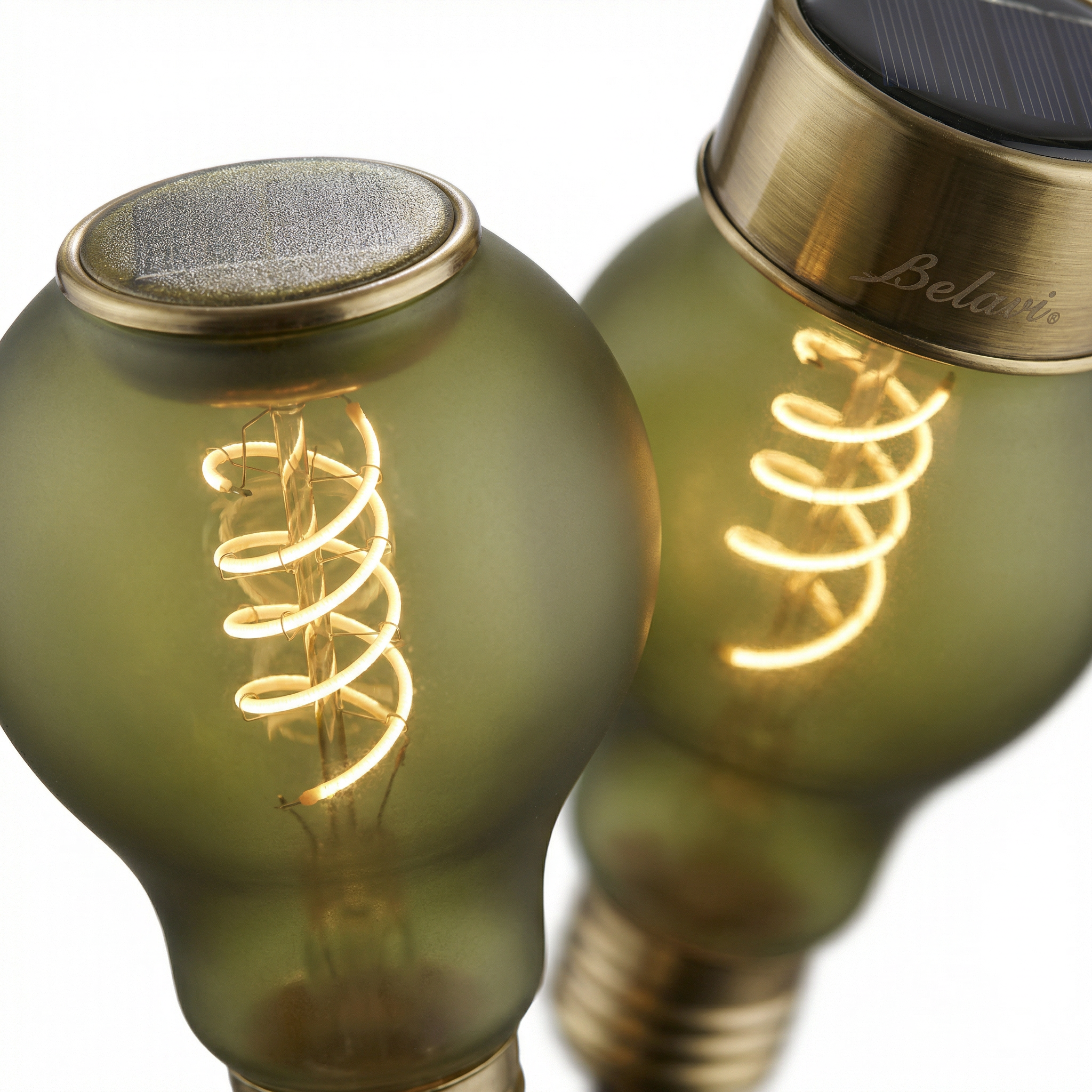 Set 2 Bombillas Solares LED Decorativas Verdes Luz Cálida | Belavi