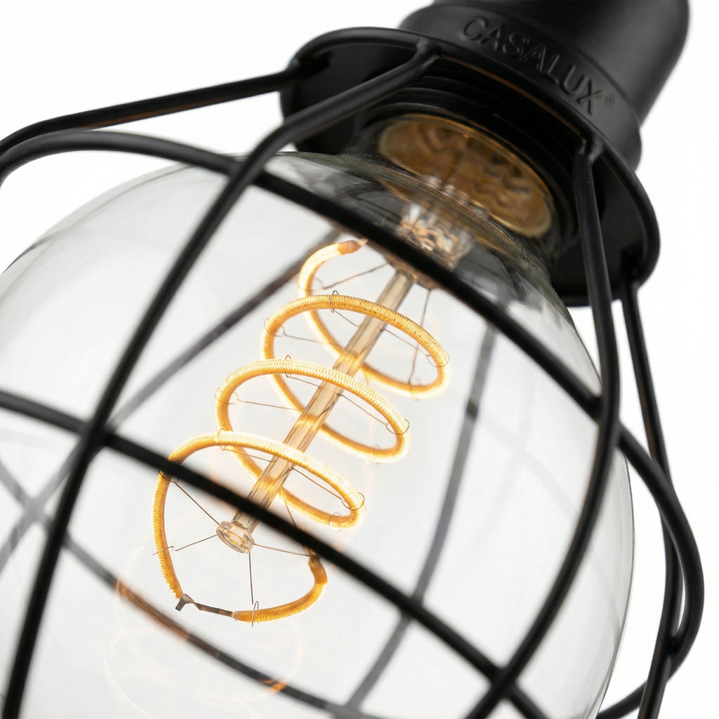 Lámpara Colgante Exterior Filamento LED Negra con Timer | Casalux