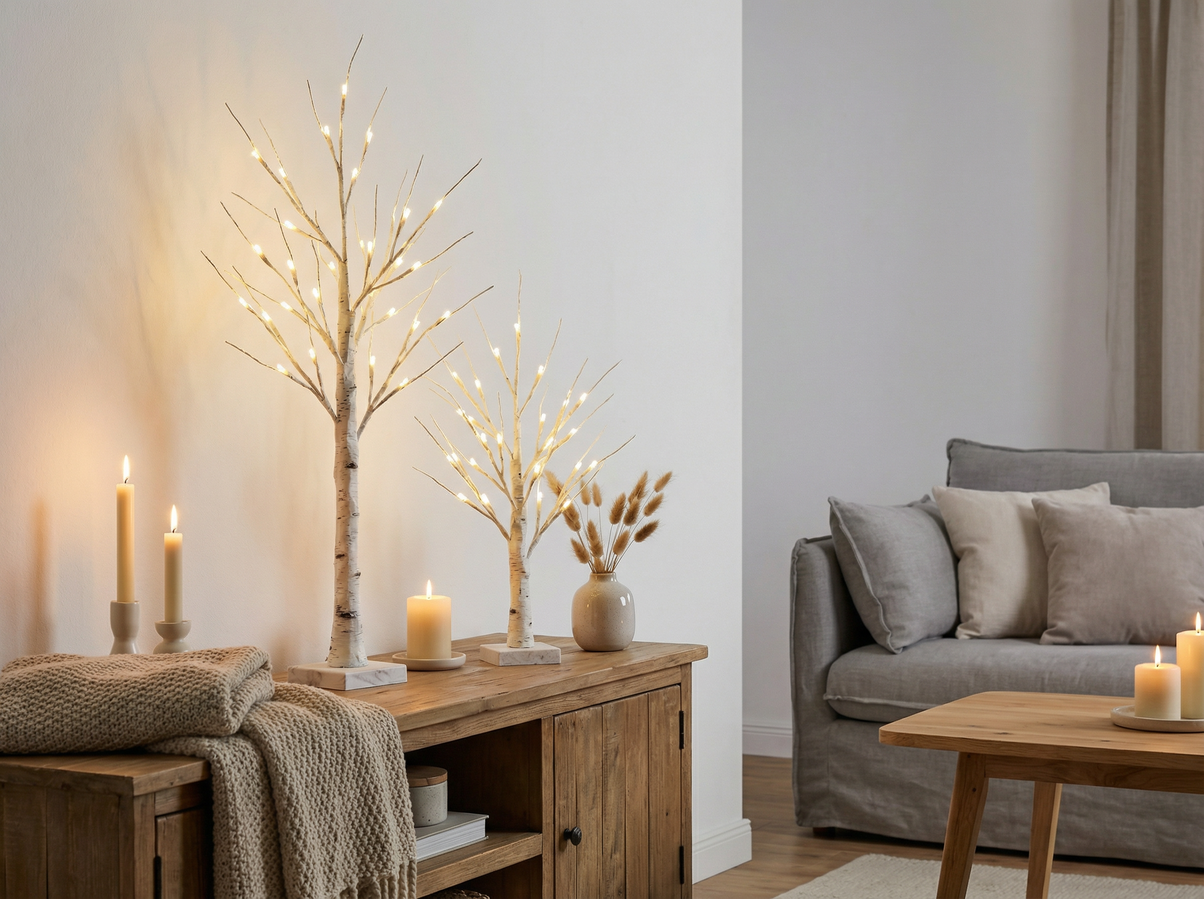Set 2 Árboles Decorativos LED Abedul 20 LEDs con Timer | Home Creation