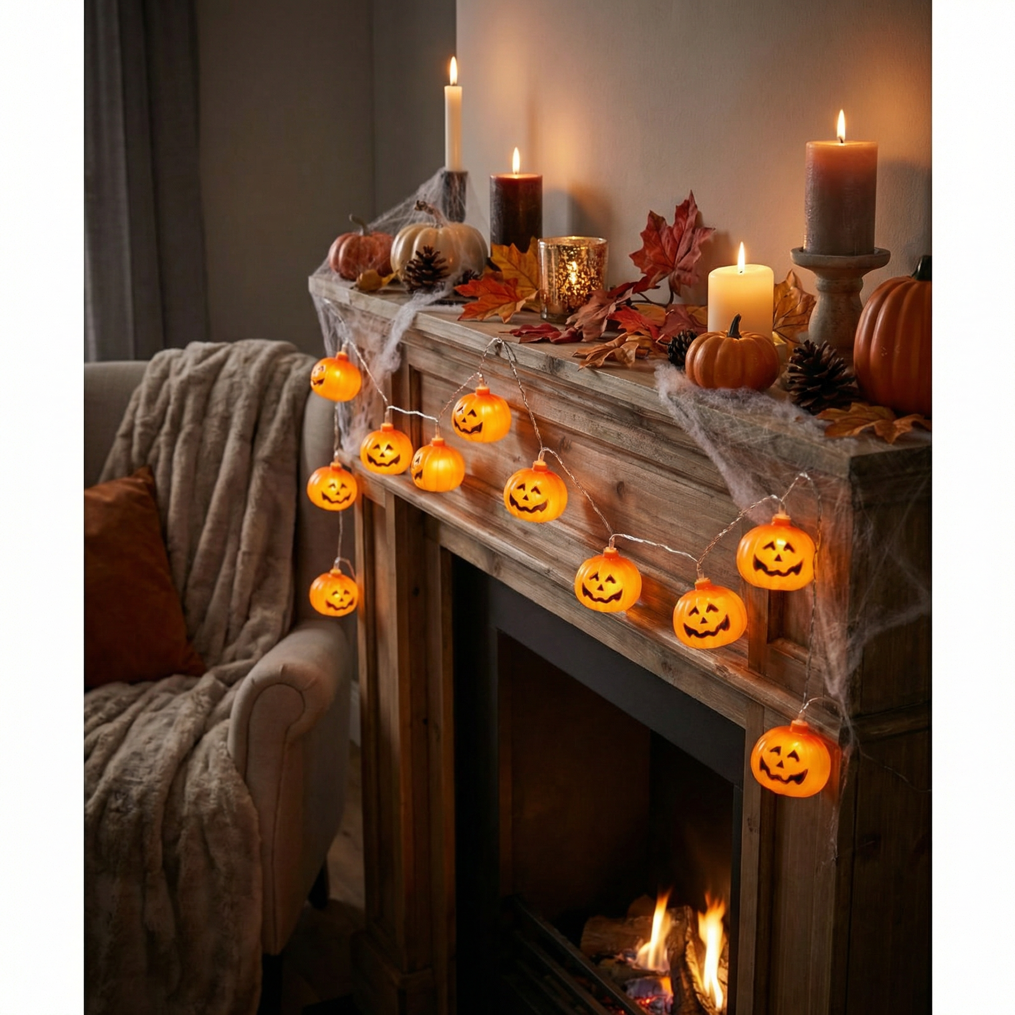 Guirnalda LED 10 Calabazas Halloween 185cm con Timer | Livarno Home