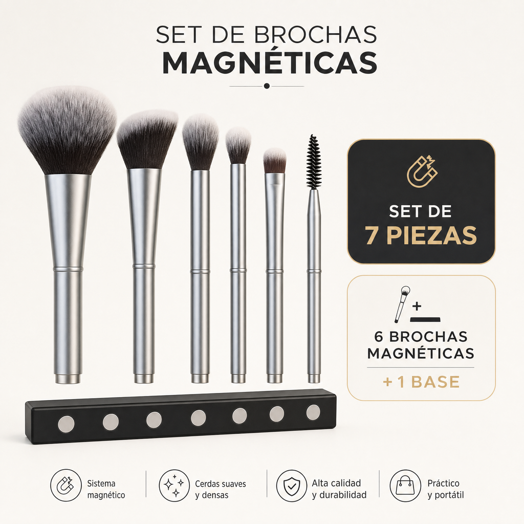 Set de Brochas de Maquillaje Magnéticas Miomare - 7 Piezas