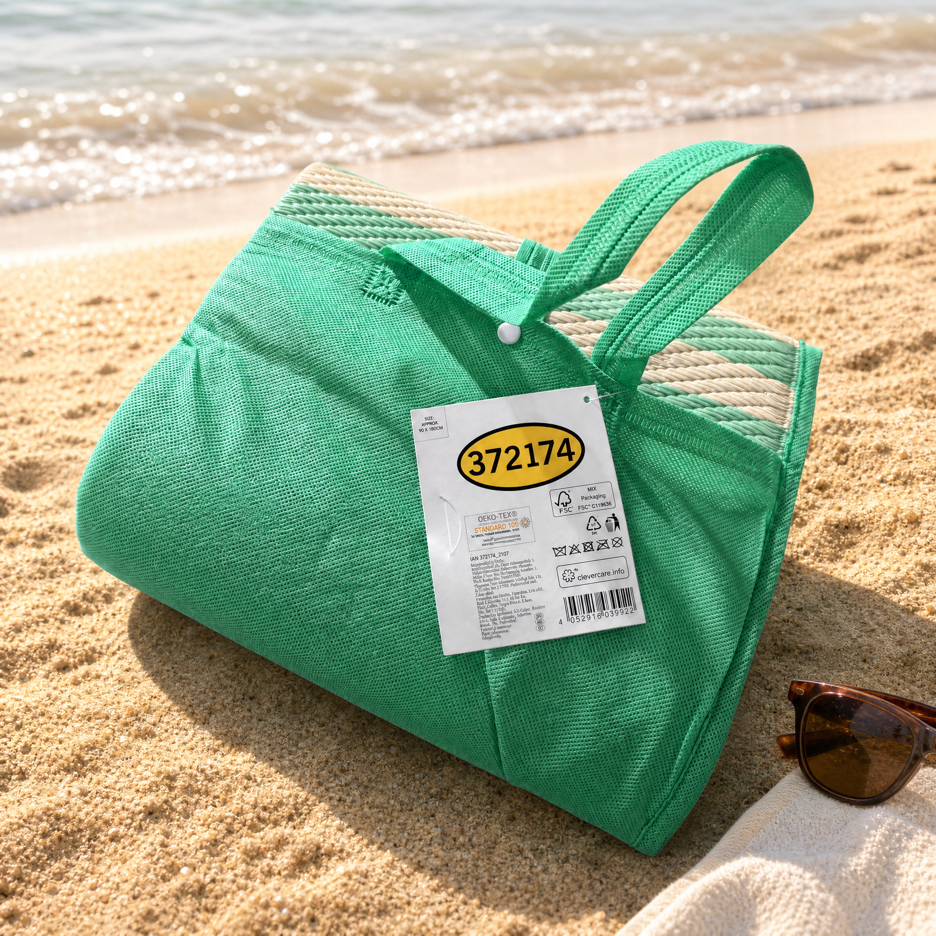 Toalla de playa fácil de plegar y transportar