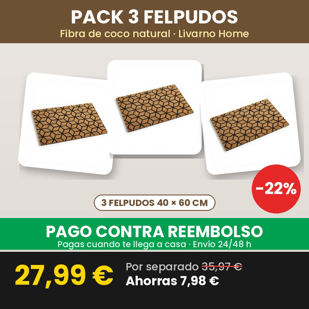 Pack 3 Felpudos de Coco Natural Livarno Home