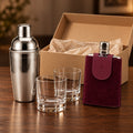 Pack regalo petaca El Caballo y coctelera inox