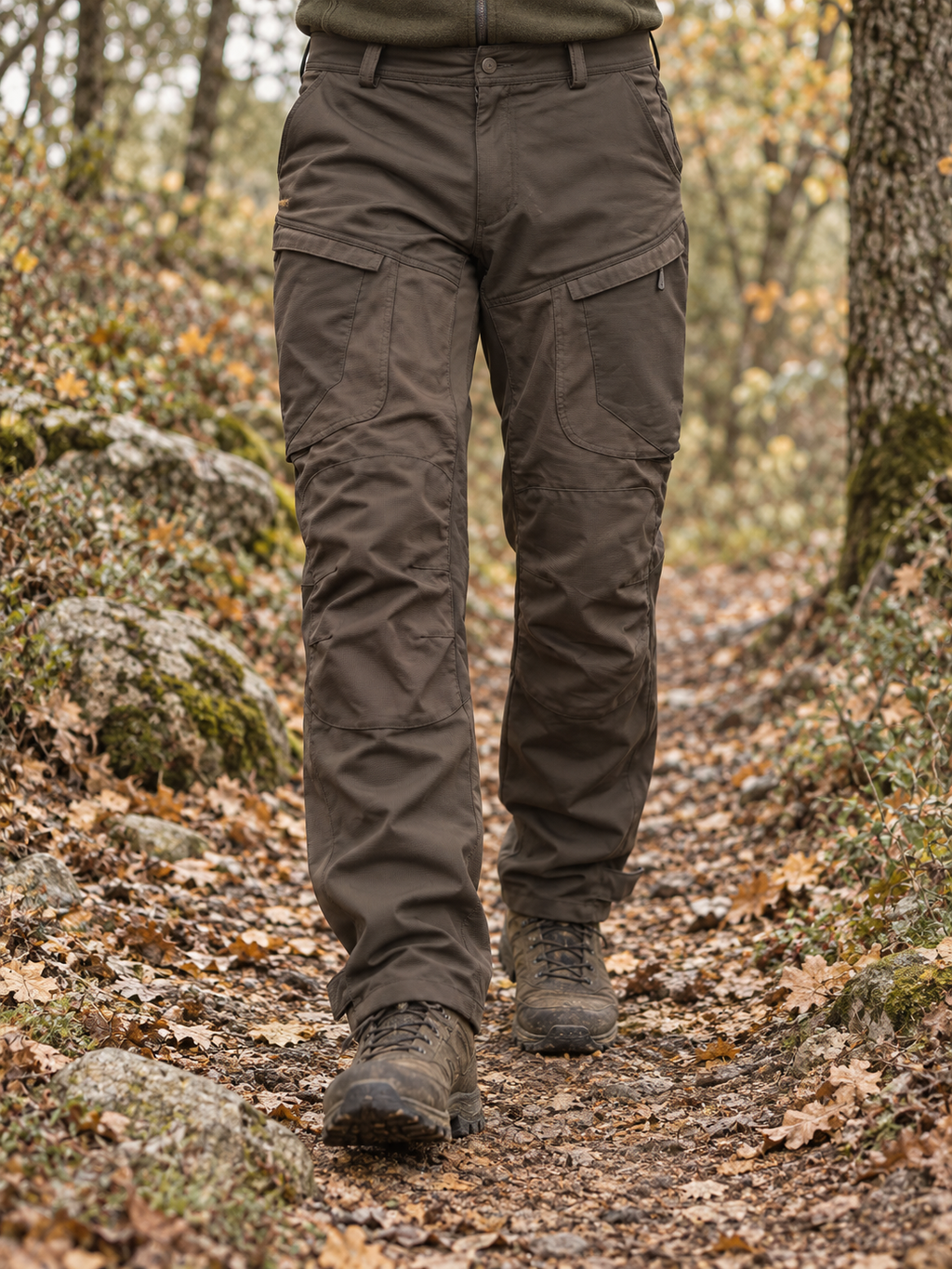 Pantalón técnico Deerhunter marrón talla 58 en entorno de campo