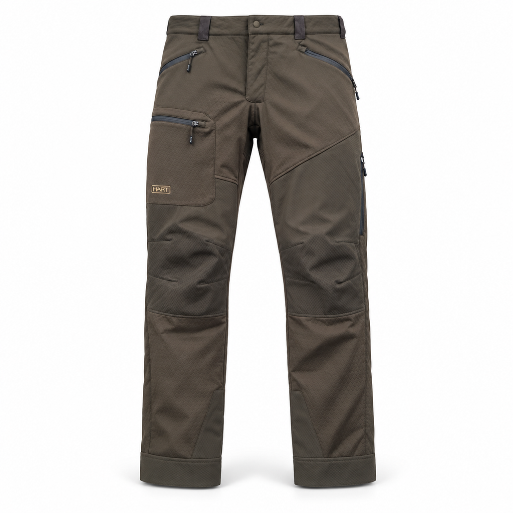 Pantalón técnico HART marrón talla EU 56 sobre fondo blanco