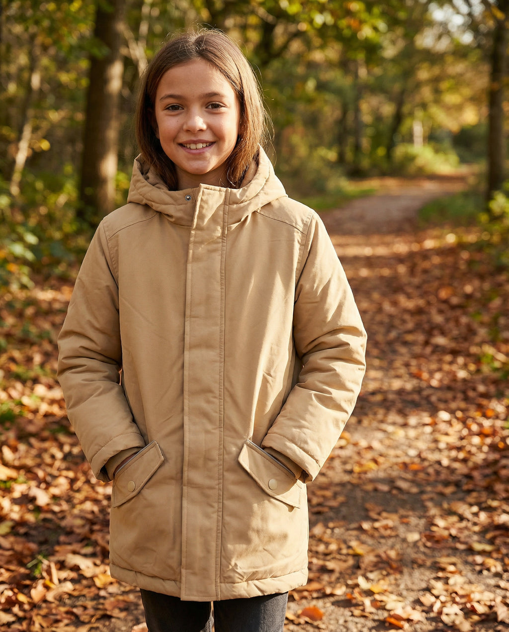 Parka Acolchada Infantil Beige con Capucha - Talla 9-10 Años | L&D