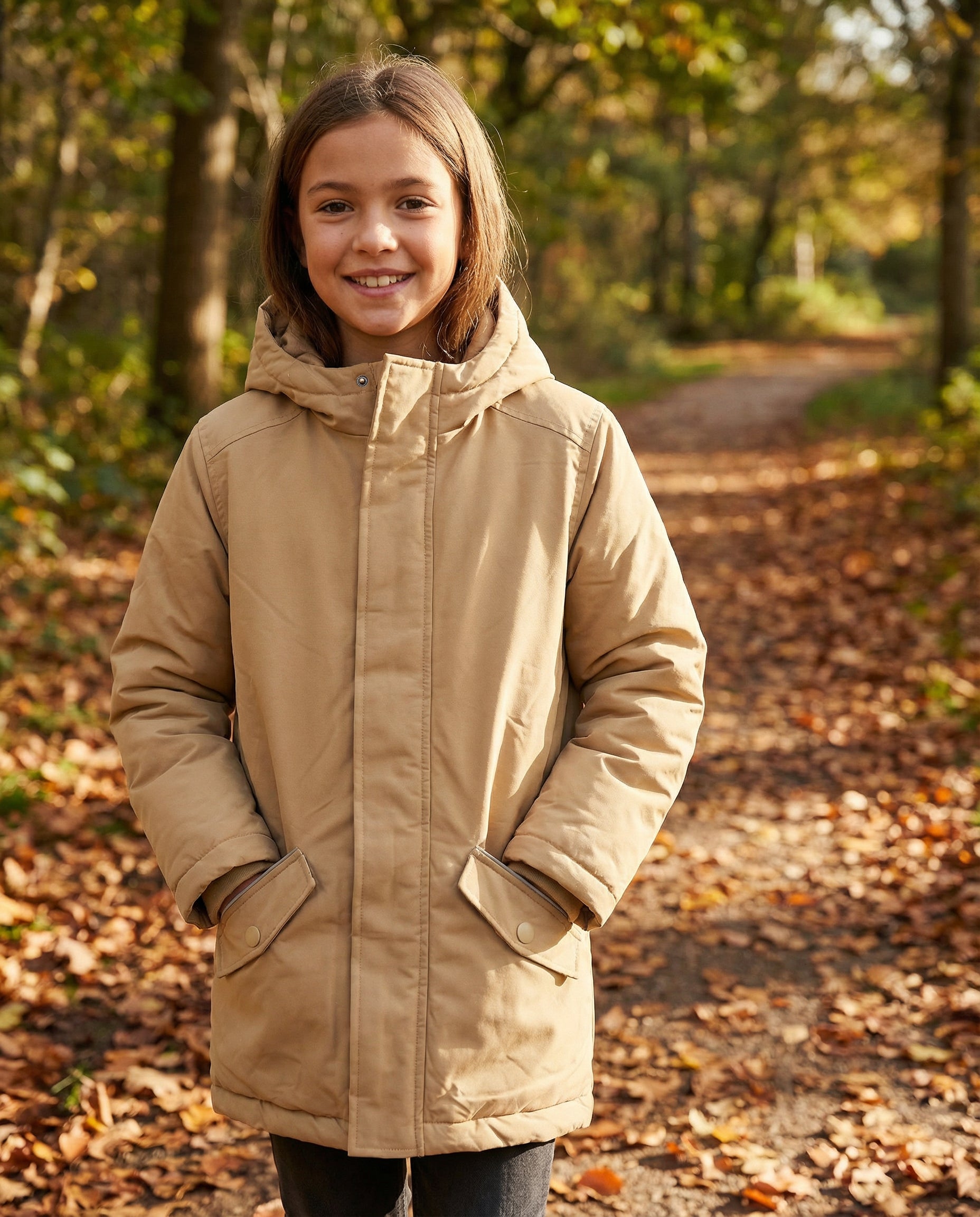 Parka Acolchada Infantil Beige con Capucha - Talla 9-10 Años | L&D