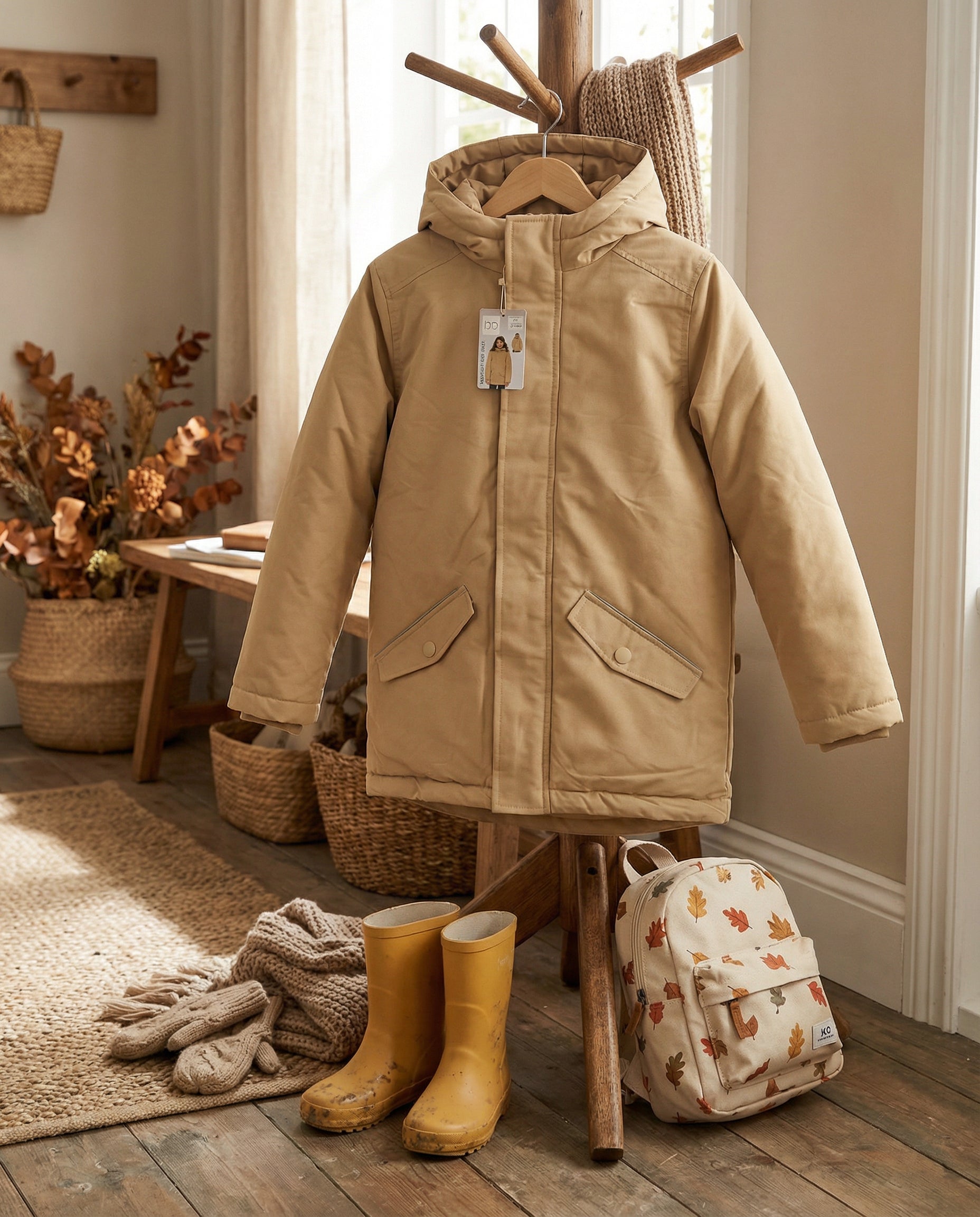 Parka Acolchada Infantil Beige con Capucha - Talla 9-10 Años | L&D
