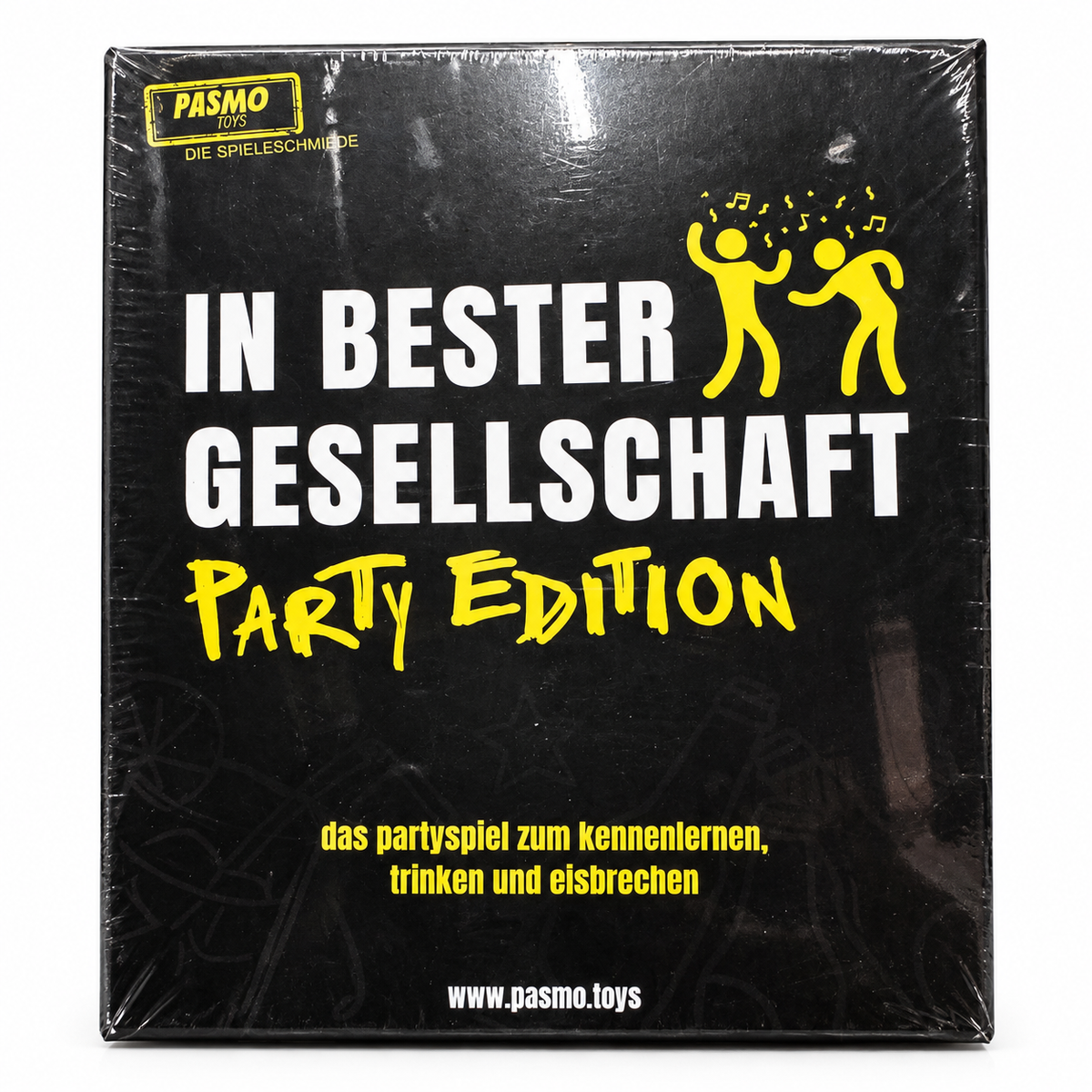 Juego PASMO In Bester Gesellschaft Party Edition en alemán sobre fondo blanco