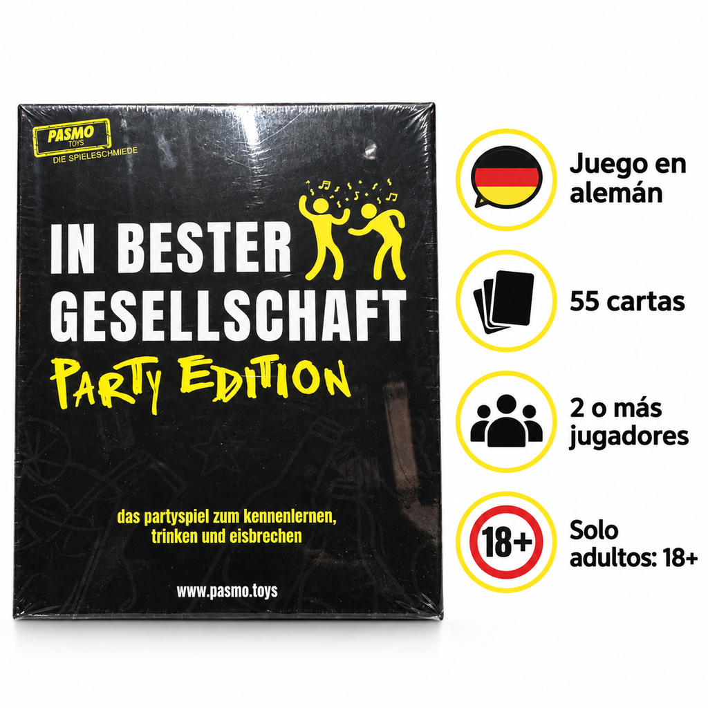 Características del juego PASMO Party Edition en alemán para adultos de 18 años