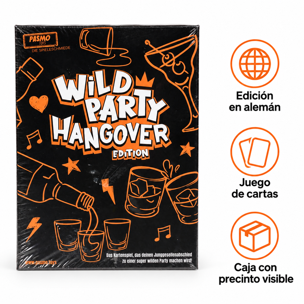 Características del juego de cartas PASMO Wild Party Hangover Edition en alemán
