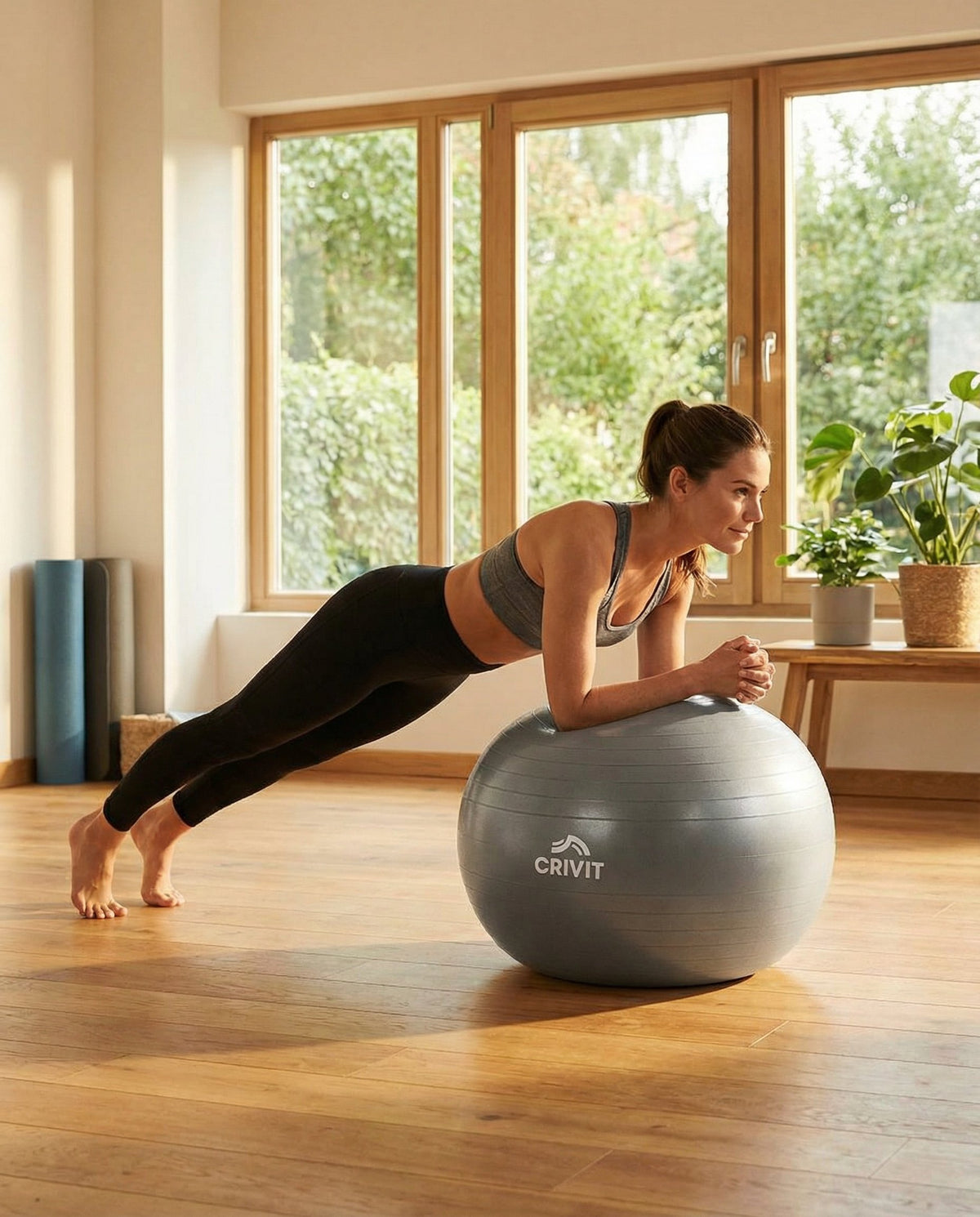 Pelota de Ejercicio Fitball 65cm Anti-Explosión con Bomba - Crivit
