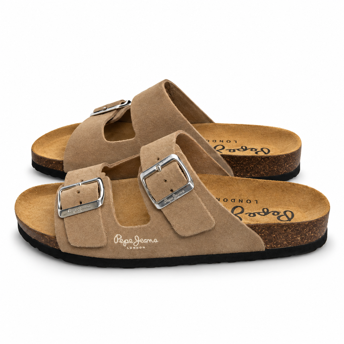 Sandalias Pepe Jeans Oban Suede W beige talla 38 — par sobre fondo blanco