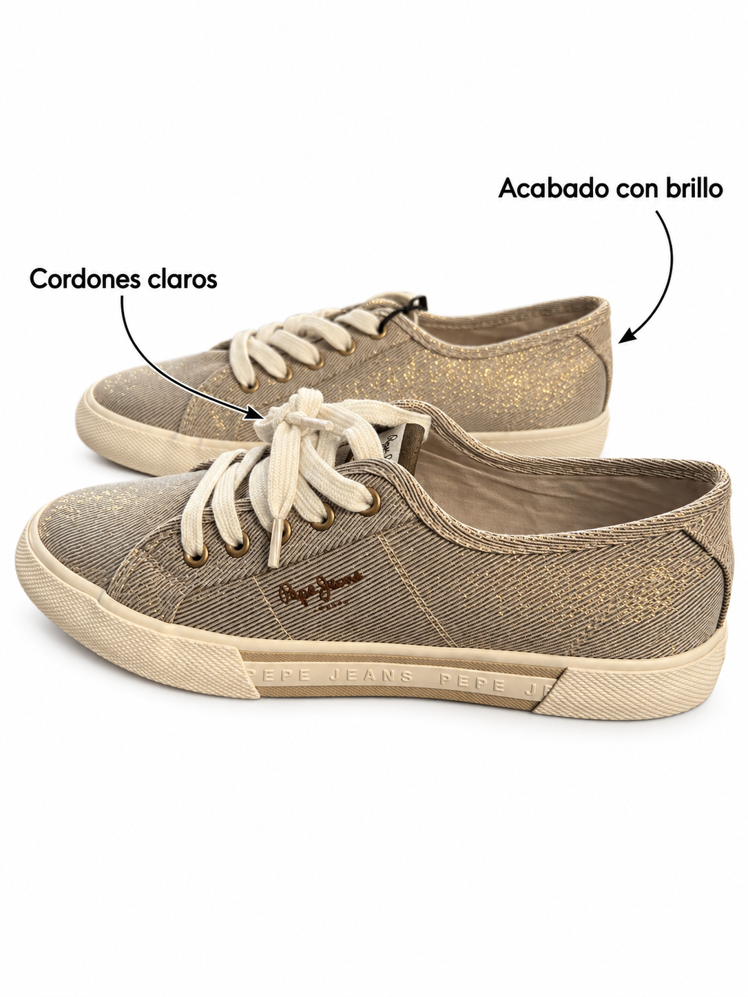 Acabado con brillo y cordones claros de las Pepe Jeans Brady Party W