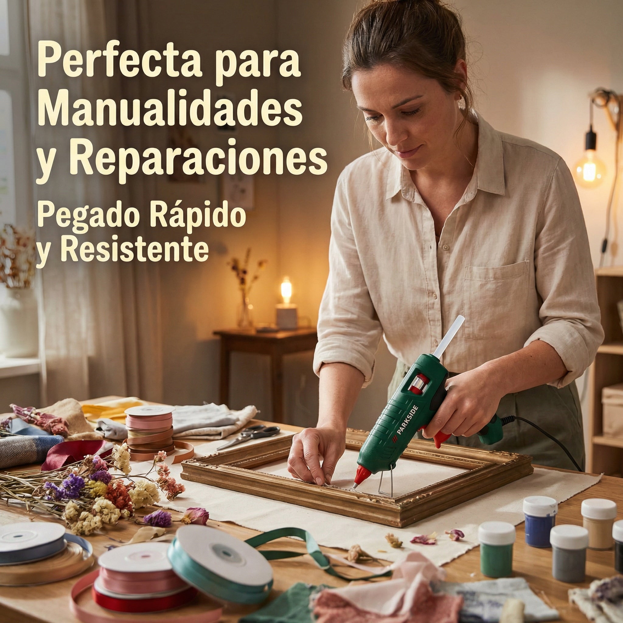 Pistola de Silicona Caliente con Soporte Plegable | Parkside