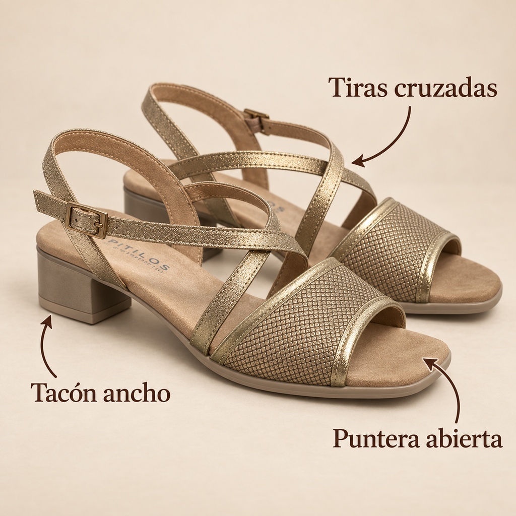 Características de las sandalias Pitillos 18109 oro