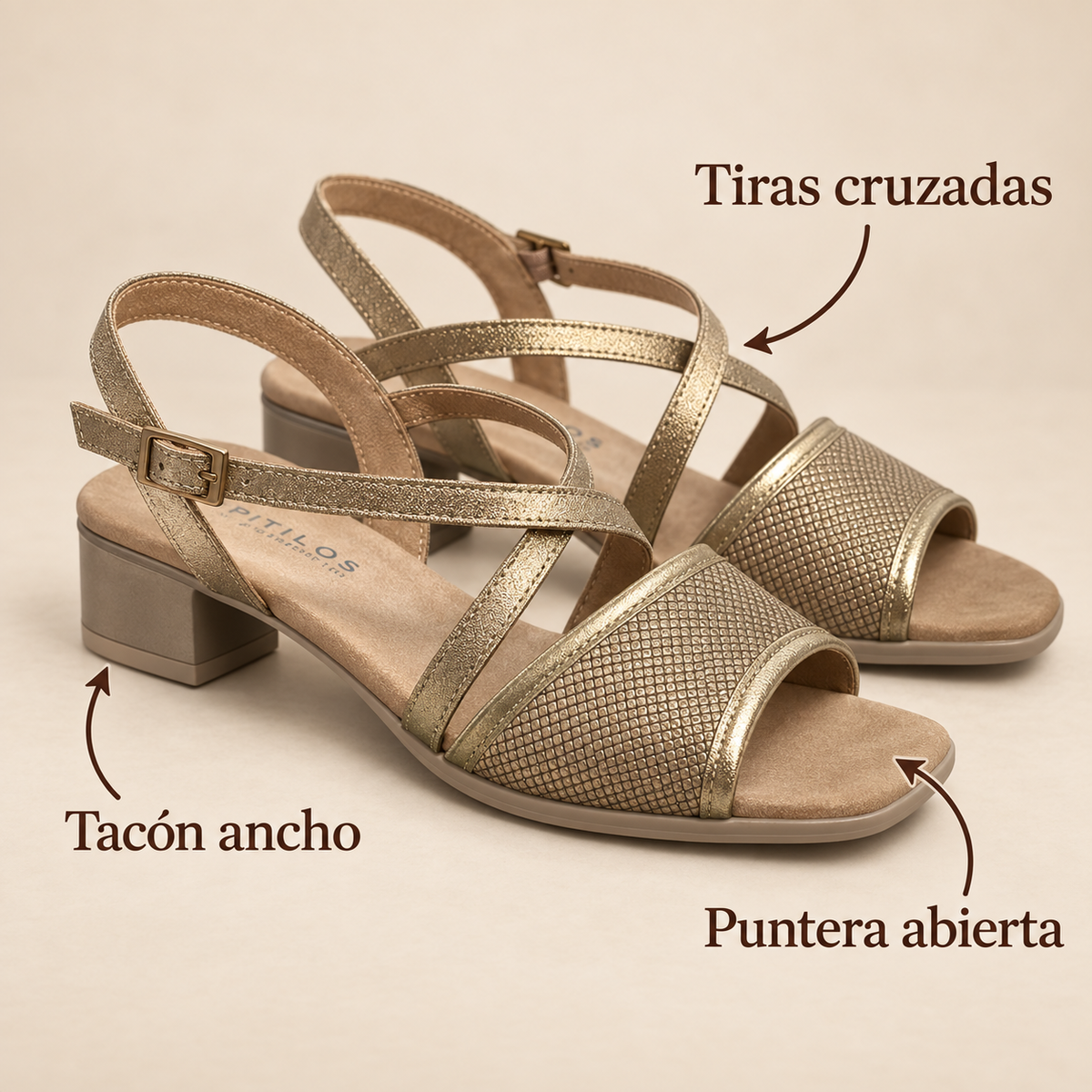 Características de las sandalias Pitillos 18109 oro
