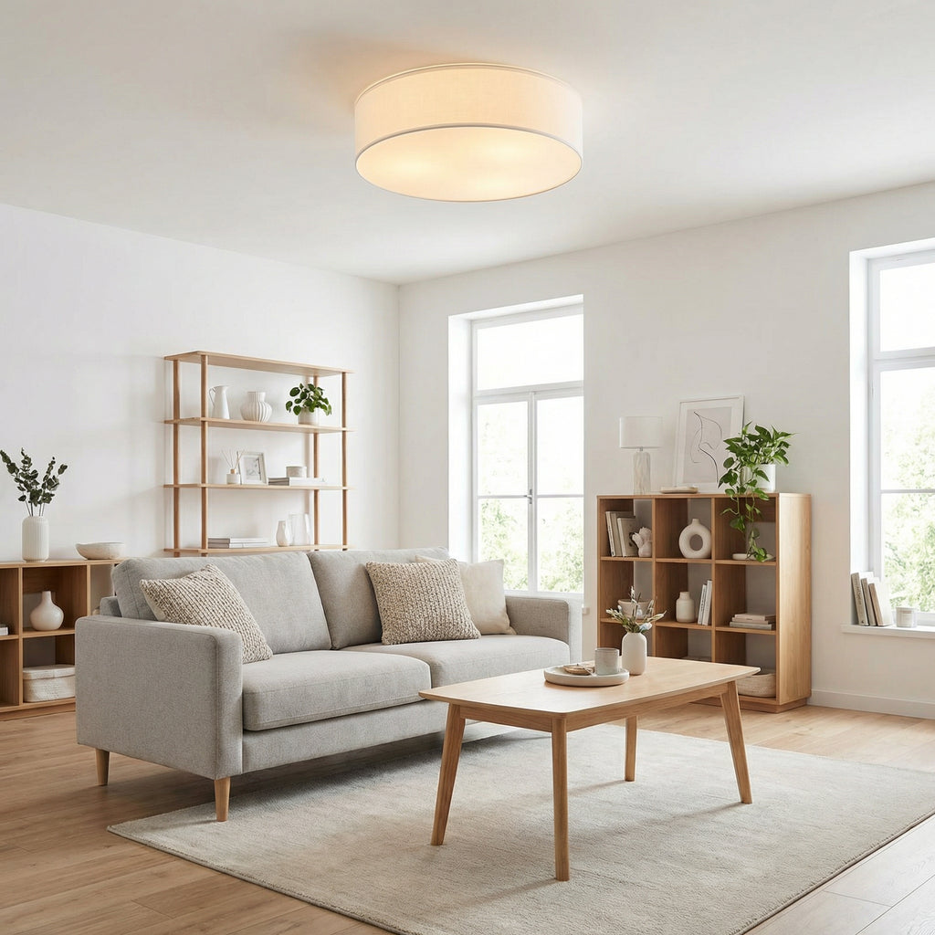 Plafón de Techo Textil Blanco 2xE27 LED Incluidas Diseño Minimalista | Casalux