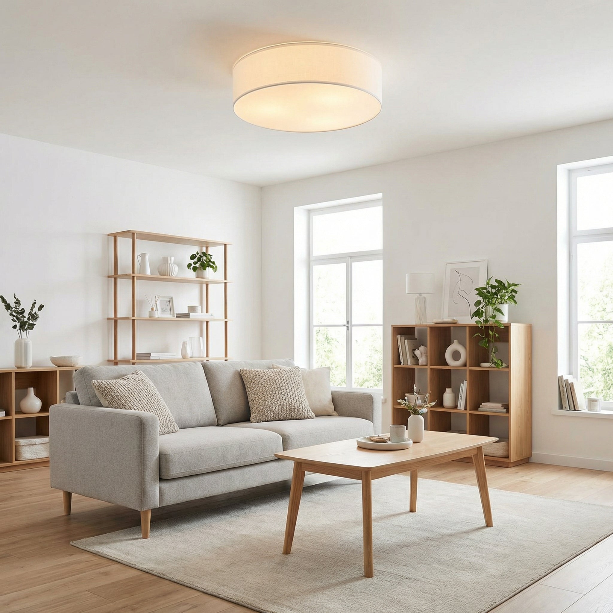 Plafón de Techo Textil Blanco 2xE27 LED Incluidas Diseño Minimalista | Casalux