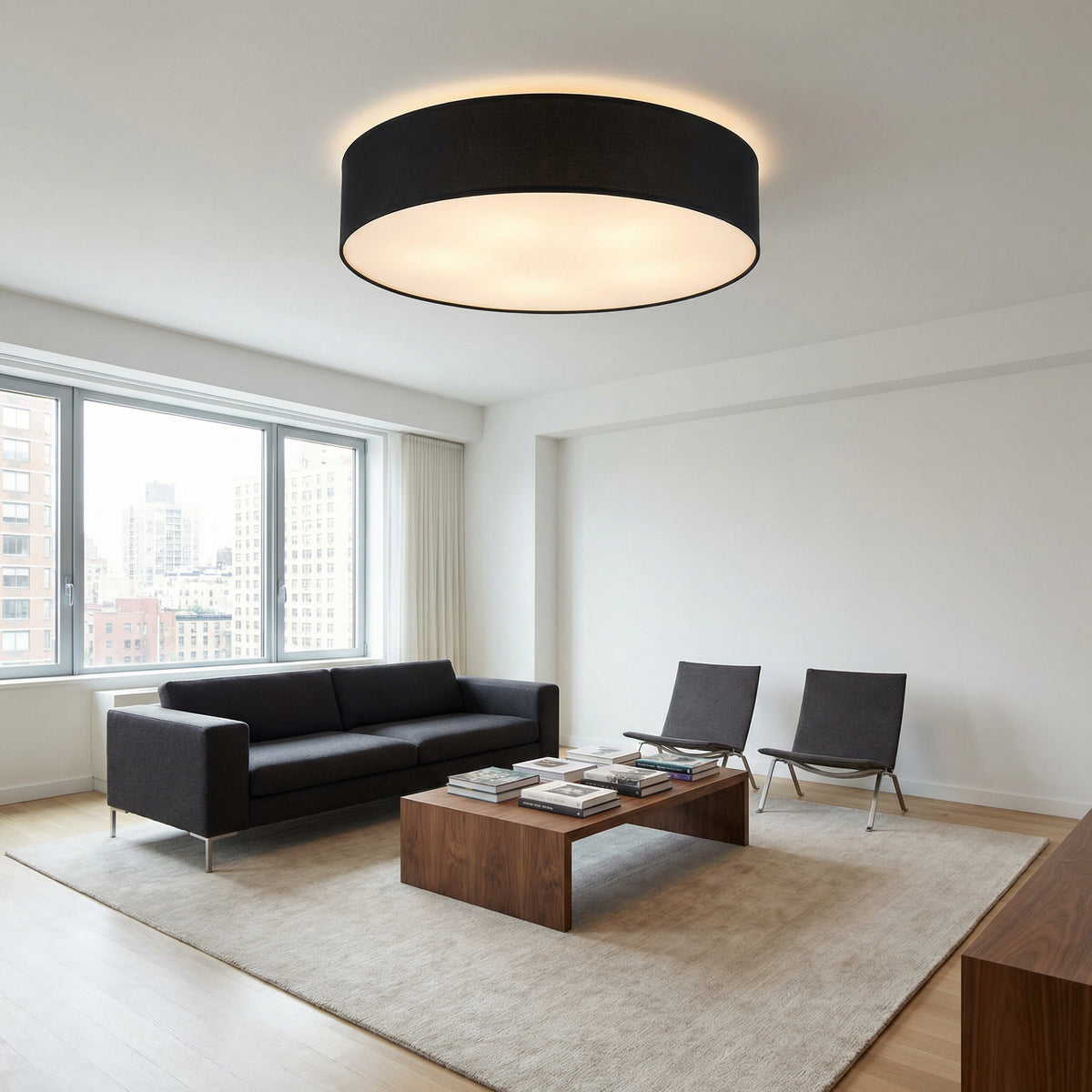 Plafón de Techo Textil Negro 2xE27 LED Incluidas Diseño Elegante | Casalux
