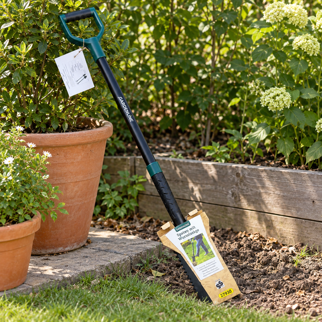 Gardenline pala con sierra para raíces · Ambiente de jardín