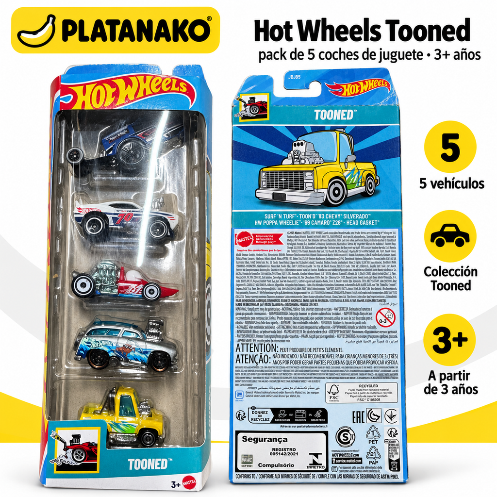 Hot Wheels Tooned pack de 5 coches · Características