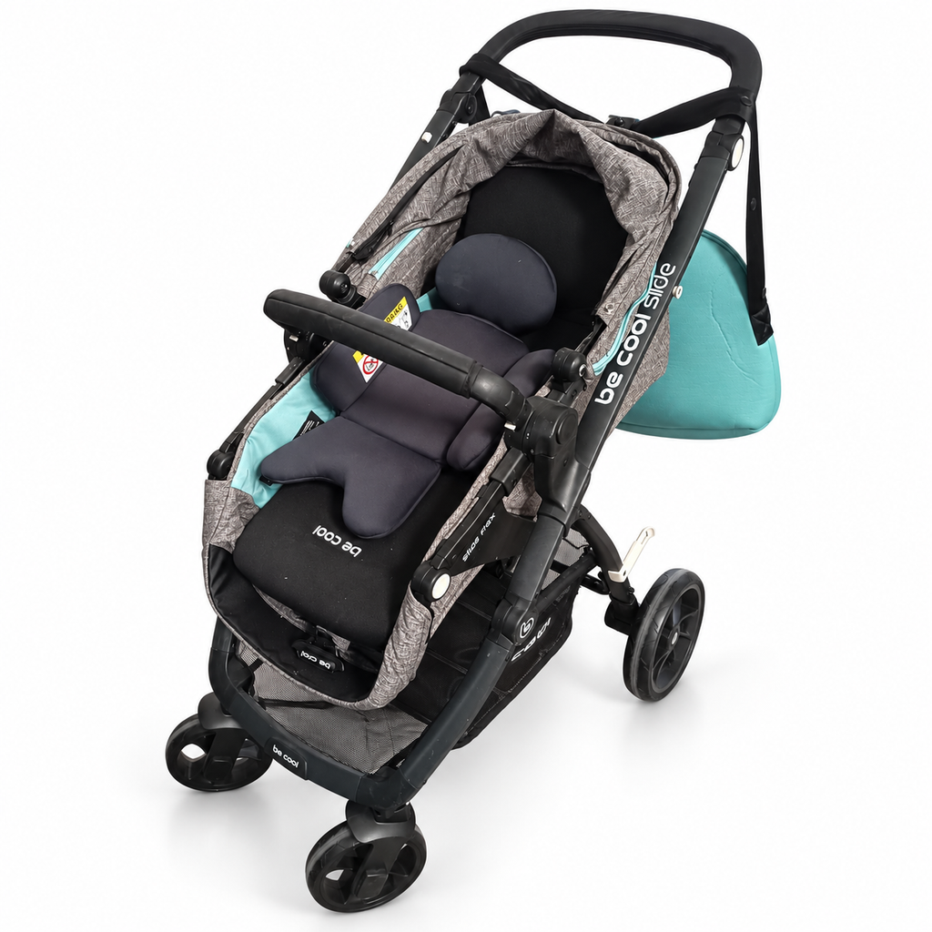 Carrito Be Cool Slide Flex gris y turquesa con bolso y ligeras marcas de uso