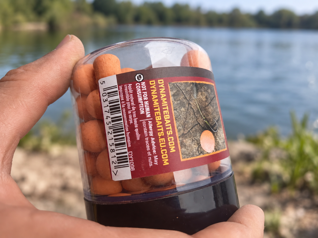 Dynamite CompleX-T Fluro Pop-Ups y Dumbells 15 mm en ambiente de pesca