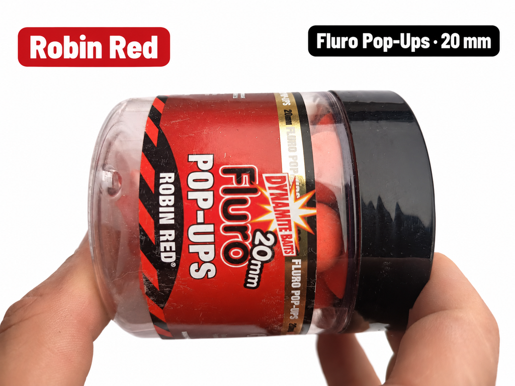 Dynamite Fluro Robin Red Pop-Ups 20 mm con datos de su etiqueta